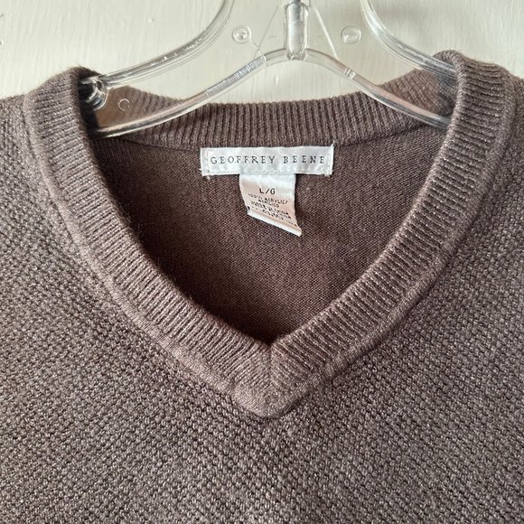 Custom Cropped Geoffrey Beene Sweater Large Soft Thermal Texture Brown - Picture 3 of 7